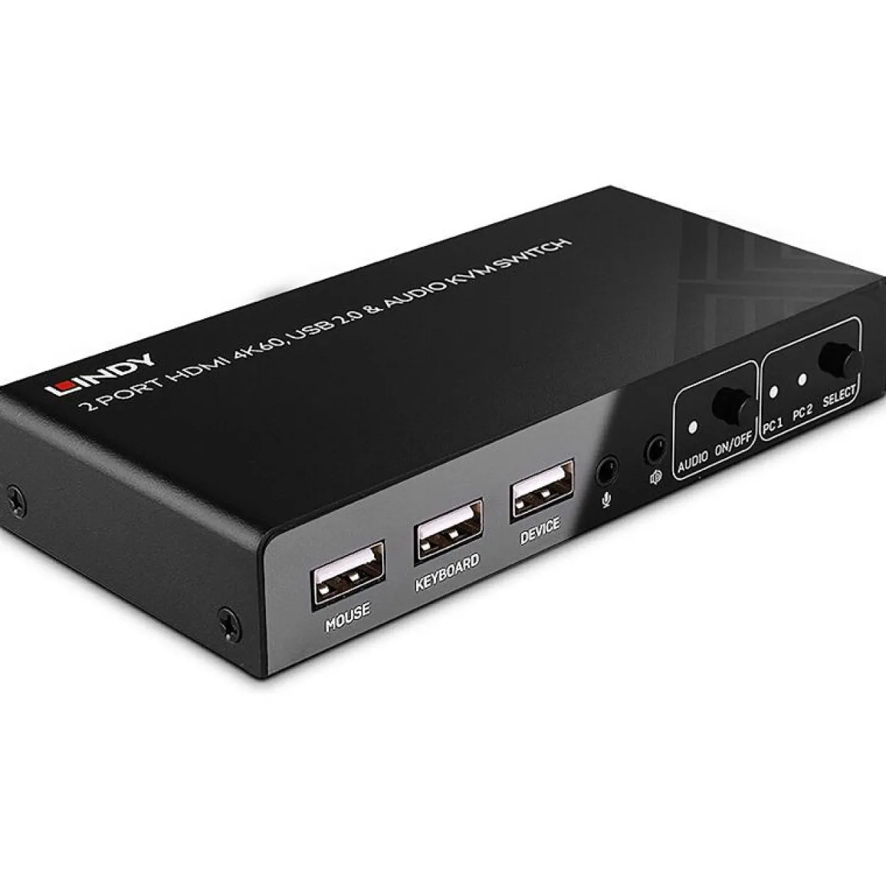 Lindy 2 Port KVM Switch HDMI 4K60, USB 2.0 & Audio