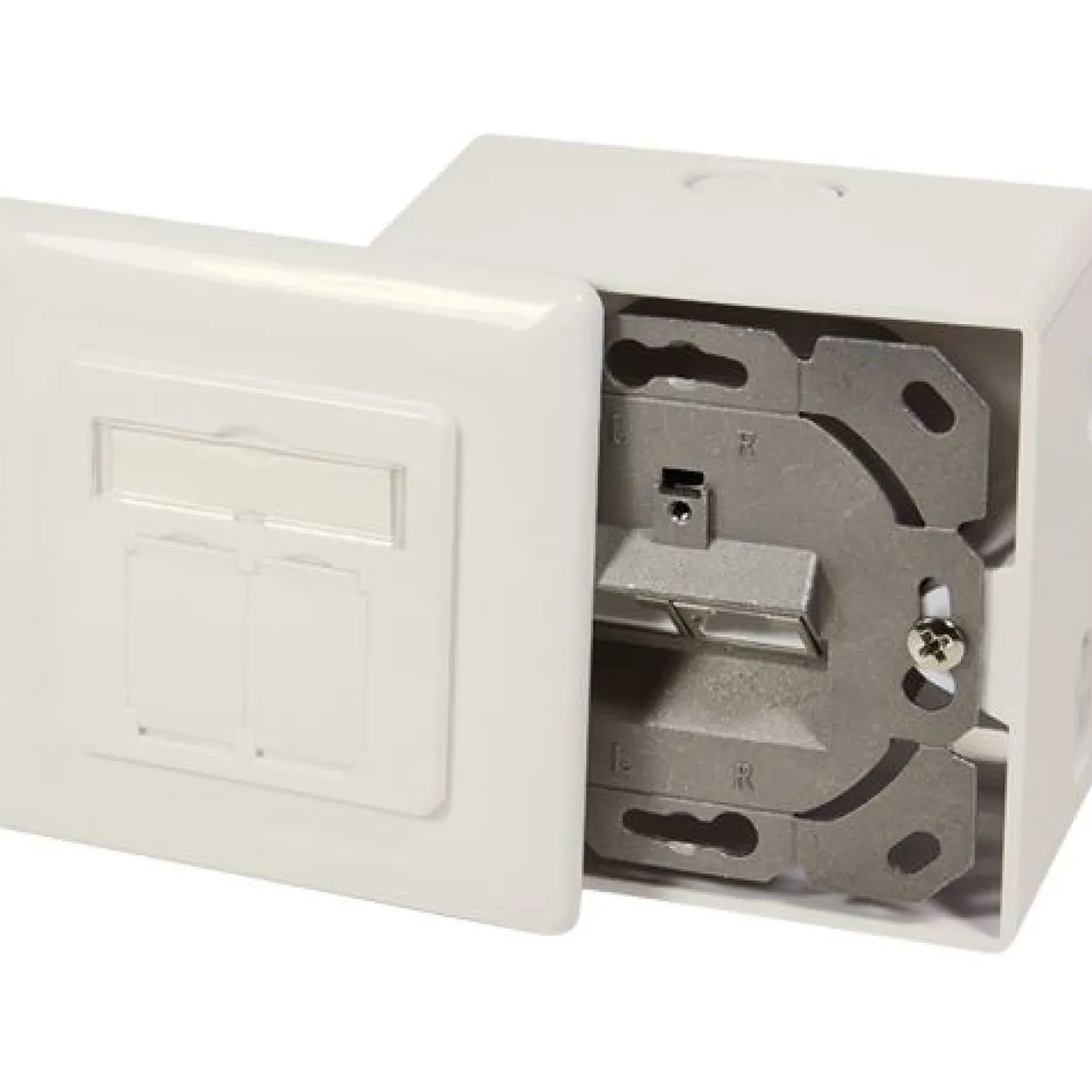 LogiLink CAT 6A Auf und Unterputzdose vollgeschirmt RAL 901