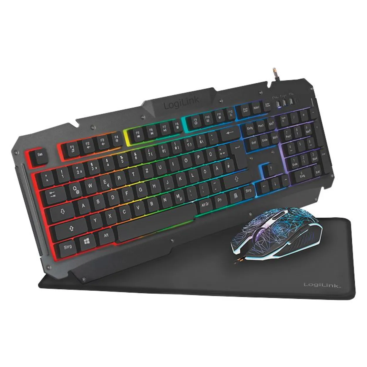 Logilink Gaming-Set aus Tastatur, Maus und Mauspad
