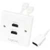 LogiLink HDMI1.4 Einbausteckdose High-Speed mit Ethernet 2x19pol HDMI Buchse auf 2x19pol HDMI Buchse Weiß geschirmt / vergoldet