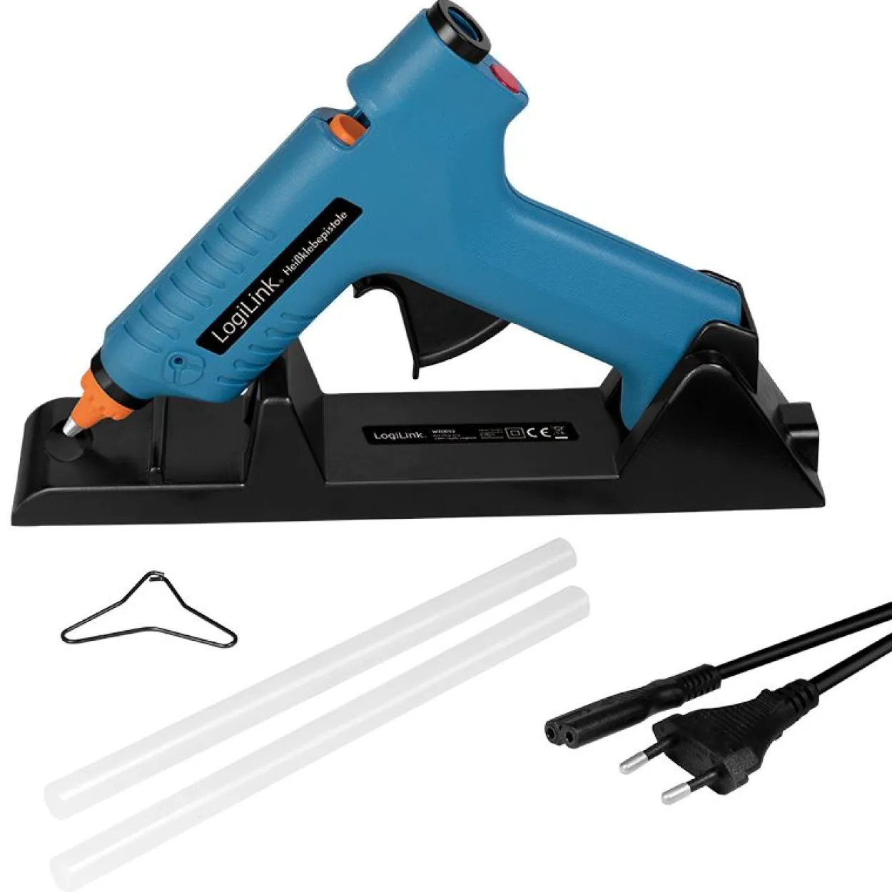 LogiLink Heißklebepistole, 80W, kabellos,m. Aufsteller,blau