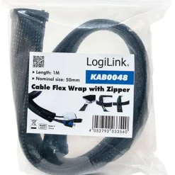 LogiLink Kabelbündler, 1,0 m, Kapazität: 50 mm, schwarz
