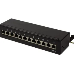 Logilink Patchpanel LogiLink Tisch/Wand Cat.6 STP 12 Ports, schwarz