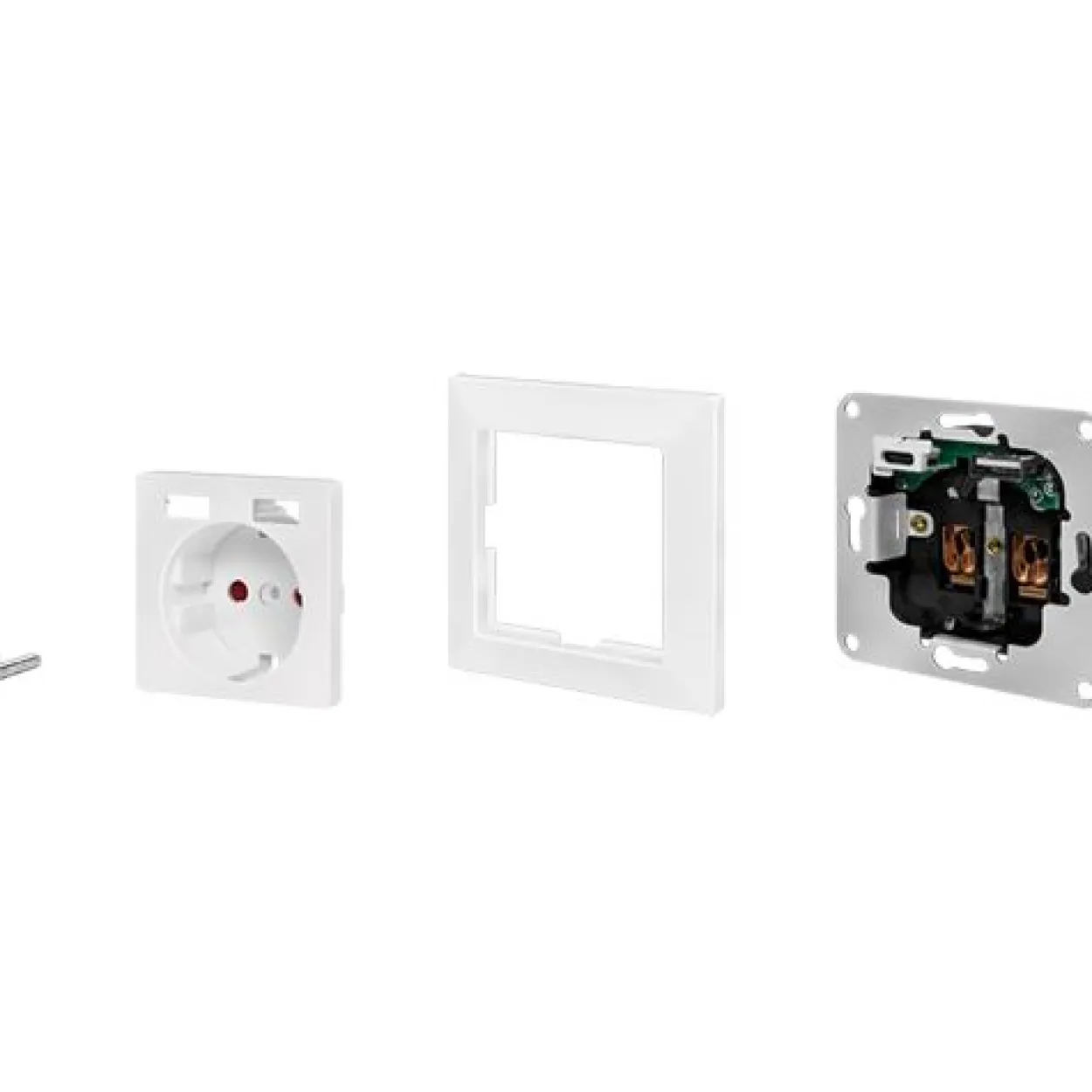 Logilink Unterputz-Steckdose, 1x CEE 7/3, 1x USB-A, 1x USB-C