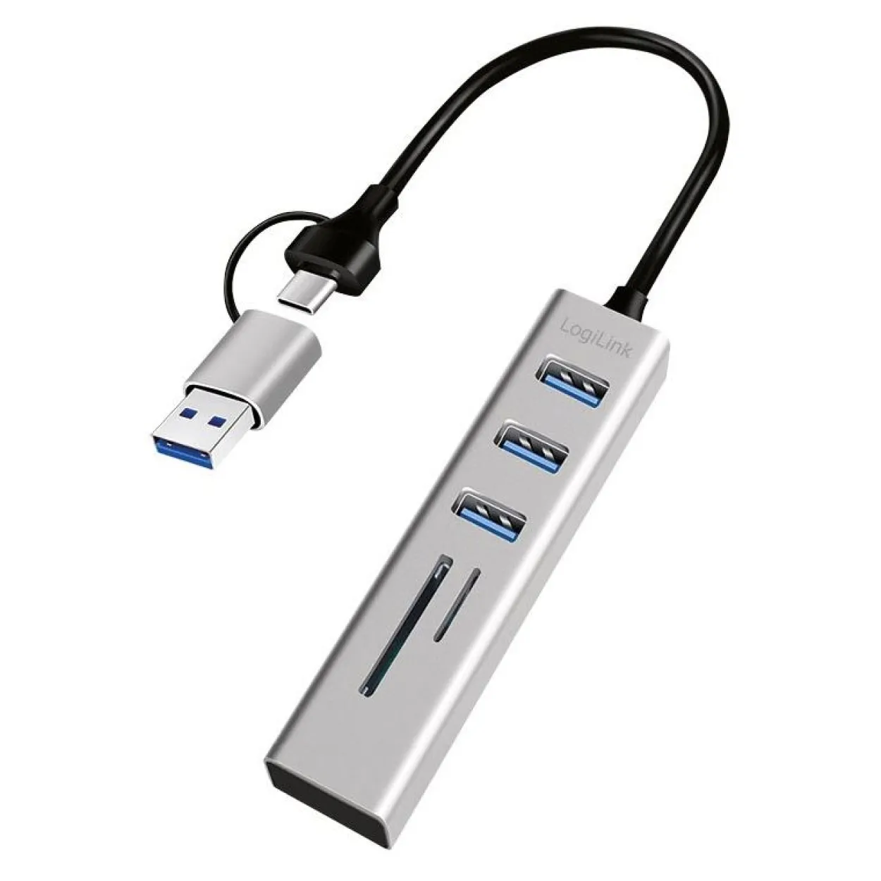 Logilink USB 3.0 HUB, 3x USB-A, SD/microSD-Slot, 5 Gbit/s