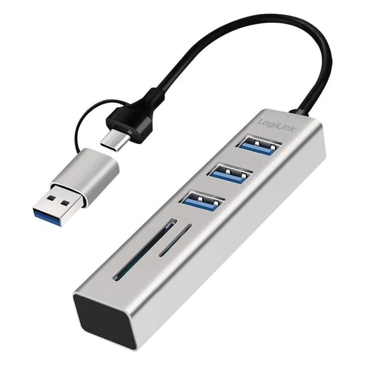 Logilink USB 3.0 HUB, 3x USB-A, SD/microSD-Slot, 5 Gbit/s