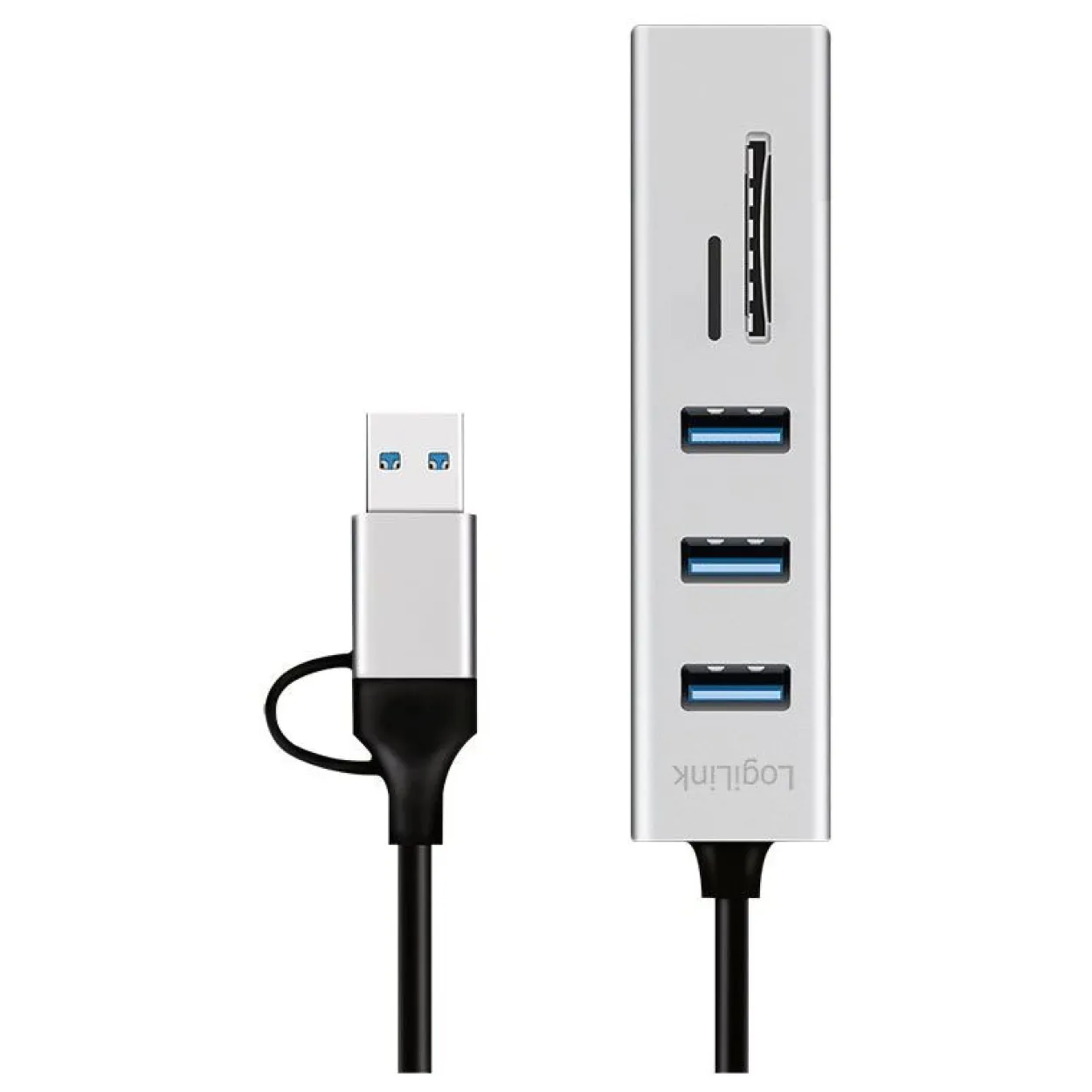 Logilink USB 3.0 HUB, 3x USB-A, SD/microSD-Slot, 5 Gbit/s