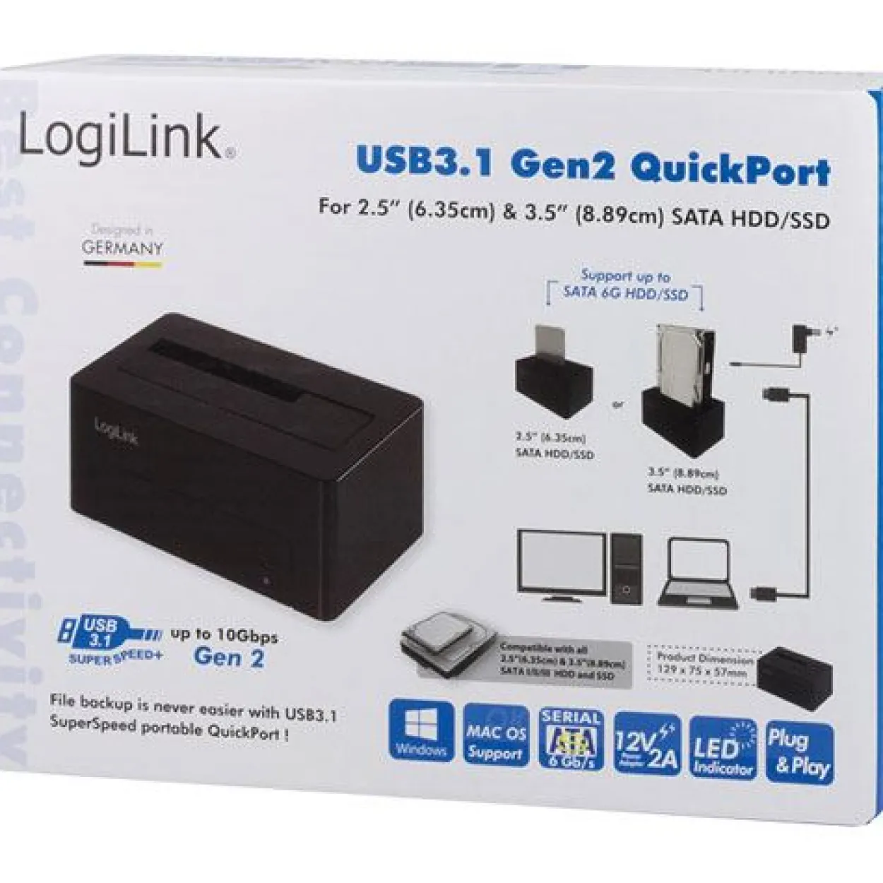 LogiLink USB 3.1 Quickport für 2,5" + 3,5" SATA HDD/SSD