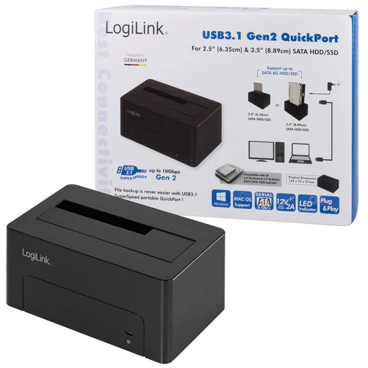 LogiLink USB 3.1 Quickport für 2,5" + 3,5" SATA HDD/SSD