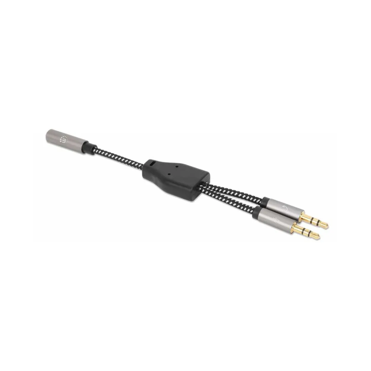 Manhattan Adapter Audioadapter Y-Audiosplitter 3.5mm Klinke Buchse auf Klinke Stecker Schwarz vergoldete Kontakte