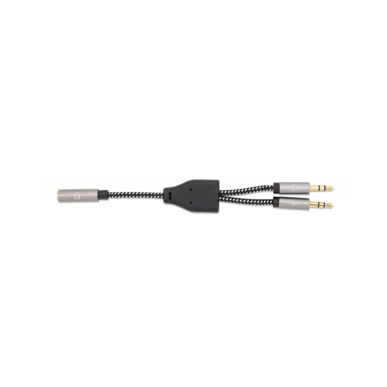 Manhattan Adapter Audioadapter Y-Audiosplitter 3.5mm Klinke Buchse auf Klinke Stecker Schwarz vergoldete Kontakte