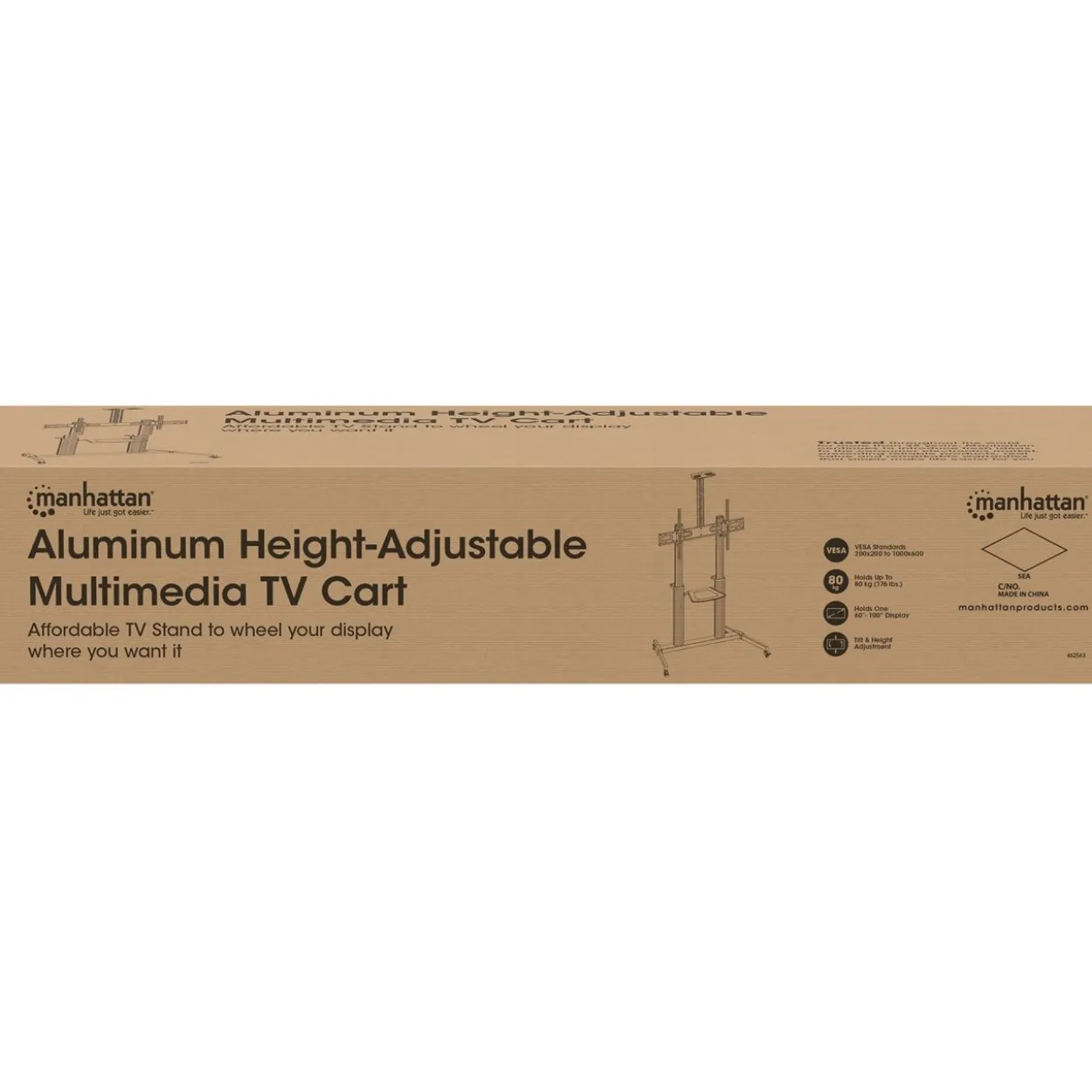 Manhattan Aluminium Multimedia TV-Ständer auf Rollen 60-100" (Speditionsversand)