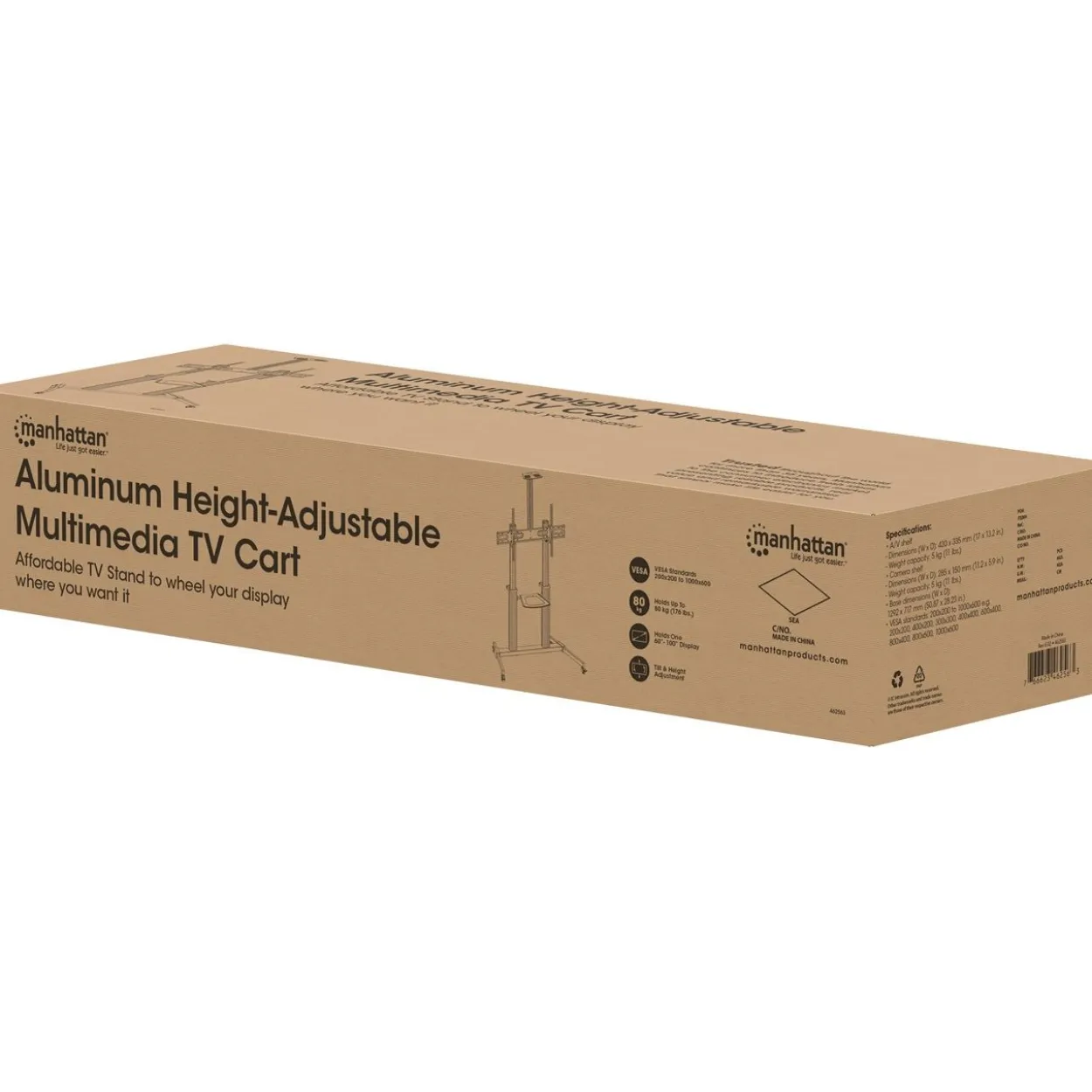 Manhattan Aluminium Multimedia TV-Ständer auf Rollen 60-100" (Speditionsversand)
