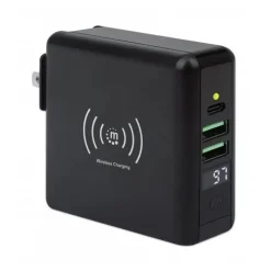 Manhattan 4-in-1 Reiseladegerät und induktive Powerbank 8.000 mAh, schwarz
