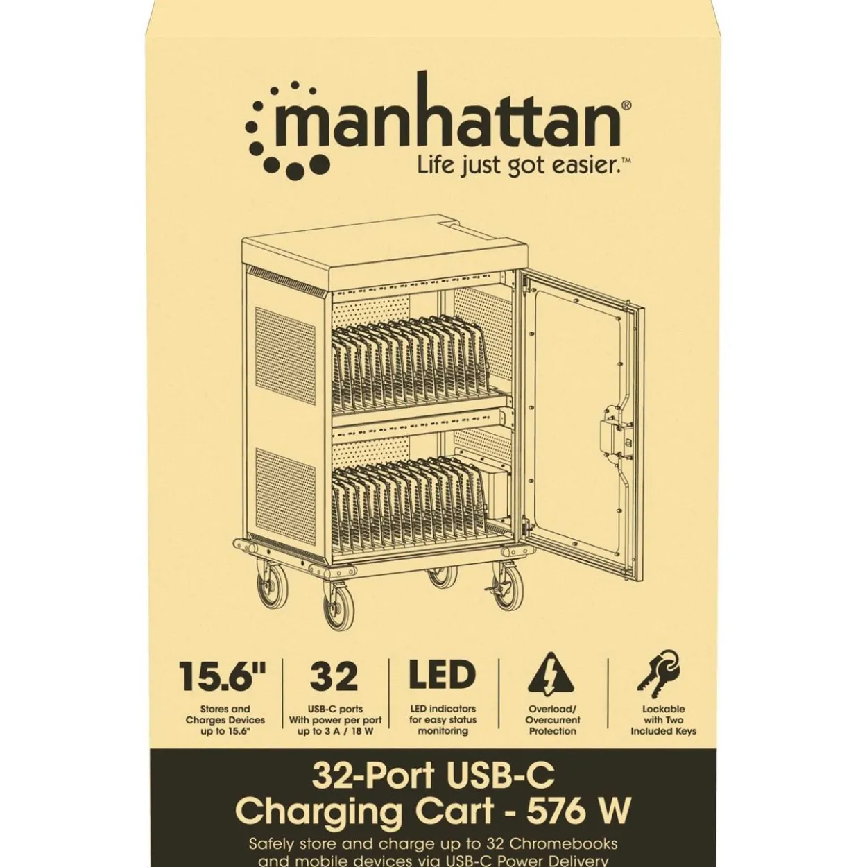 Manhattan Ladeschrank 32xUSB-C PD-Ports 576W gesamt 18W Port