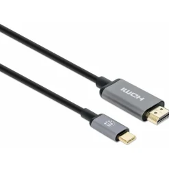 Manhattan USB-C Anschlusskabel HDMI Typ A Stecker auf USB C Stecker Grau/Schwarz 4K / 60 Hz