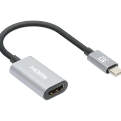 Manhattan USB-C auf HDMI-Adapter 4K 60Hz Alu Space grau