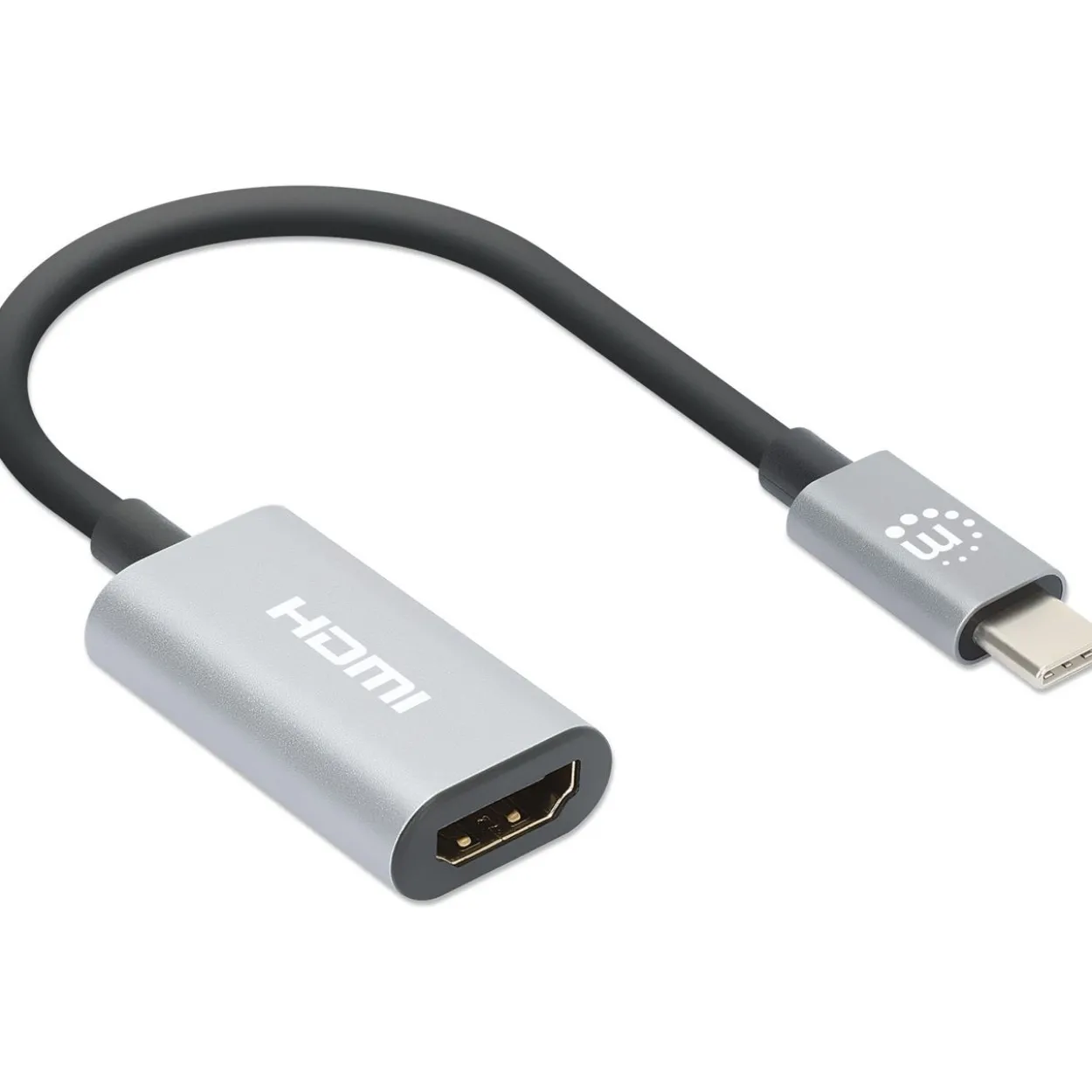 Manhattan USB-C auf HDMI-Adapter 4K 60Hz Alu Space grau