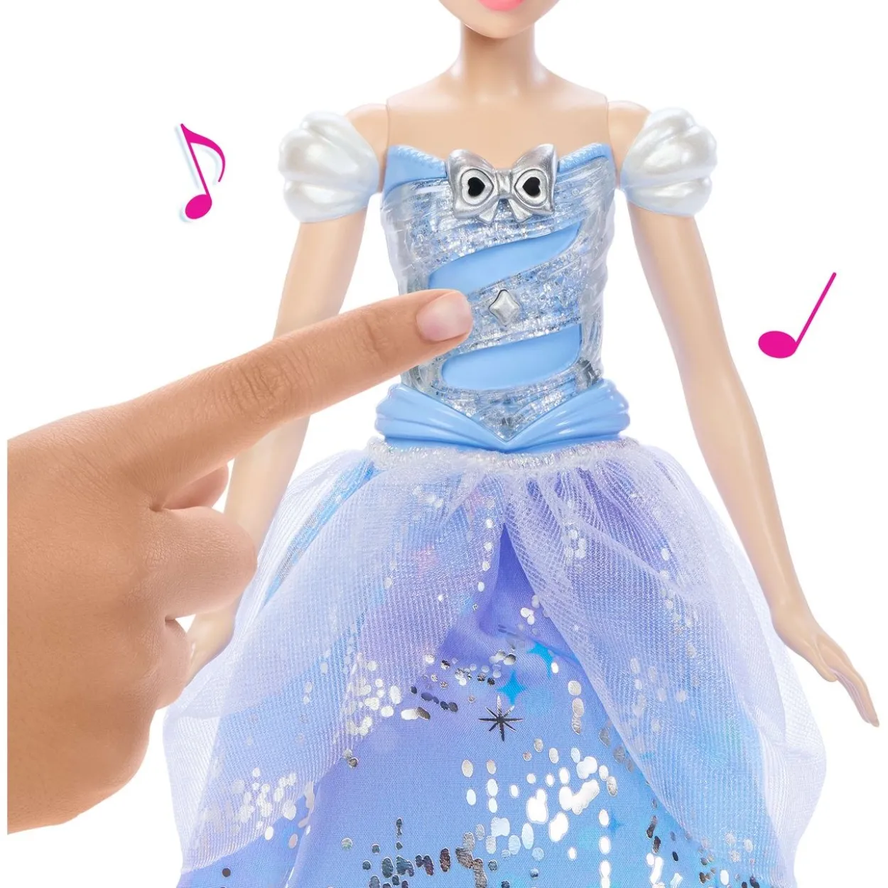 Mattel Disney Prinzessin Cinderella-Modepuppe im bezaubernden Ballkleid (mit Licht und Geräuschen)