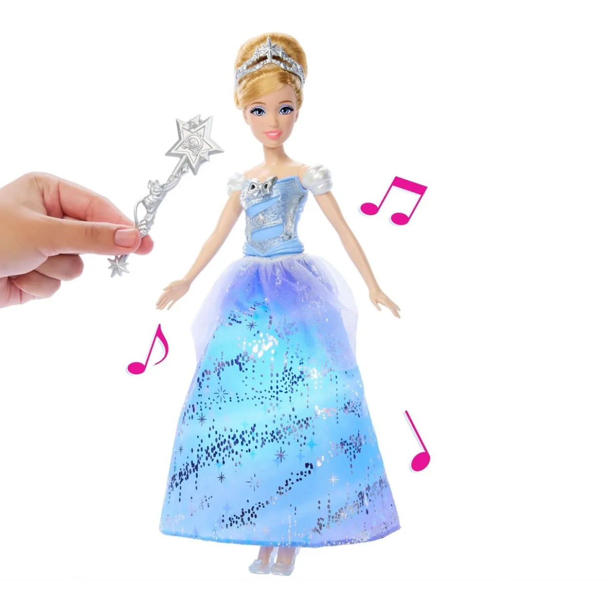 Mattel Disney Prinzessin Cinderella-Modepuppe im bezaubernden Ballkleid (mit Licht und Geräuschen)