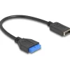0.25m DeLOCK 19 Pin USB Pfostenbuchse zu USB Typ-E Key A Buchse schwarz/blau