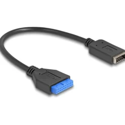 0.25m DeLOCK 19 Pin USB Pfostenbuchse zu USB Typ-E Key A Buchse schwarz/blau