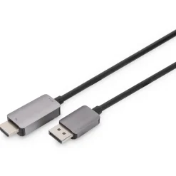 1.80m DIGITUS 8K 60Hz DP to HDMI adapter cable Alu housing black