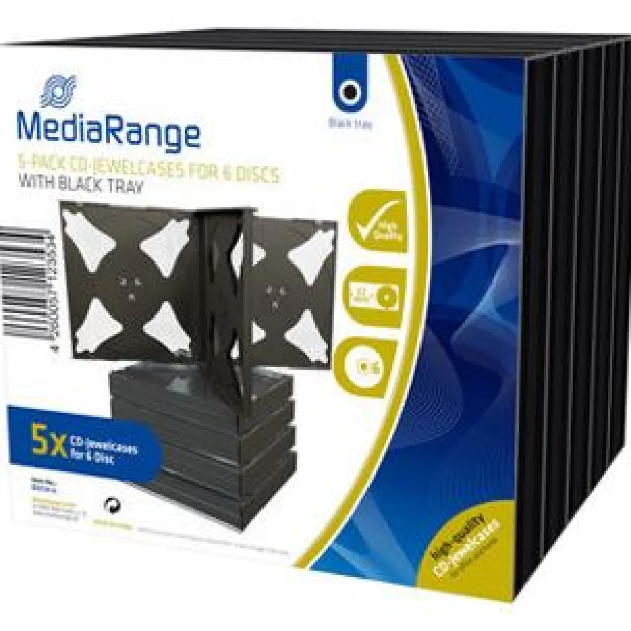 MediaRange CD Jewelcase 6Disc Black (5)R Leerhüllen, Kapazität: LEER