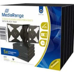MediaRange CD Jewelcase 4Disc Black (5)R Leerhüllen, Kapazität: LEER