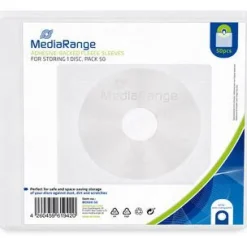 MediaRange FLIESTASCHEN 1DISK (50) BOX69-50 Leerhuellen weiss-transparent