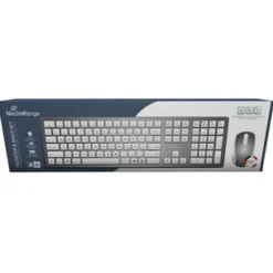 MediaRange Funk-Tastatur und optis. Funk-Maus Set QWERTZ sil