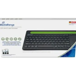 MediaRange Kompakt Tastatur USB und Bluetooth Deutsch schwarz/gruen (kabellos)