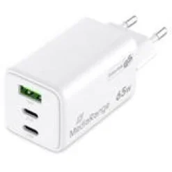 MediaRange Ladegerät 65W 3-Port 1x USB-A/2x USB-C GaN, weiß