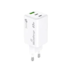 MediaRange Ladegerät 65W 3-Port 1x USB-A/2x USB-C GaN, weiß