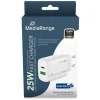 MediaRange Ladegerät 25W 2-Port 1x USB-A/1x USB-C GaN, weiß