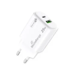 MediaRange Ladegerät 25W 2-Port 1x USB-A/1x USB-C GaN, weiß