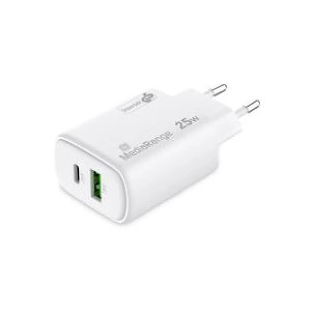 MediaRange Ladegerät 25W 2-Port 1x USB-A/1x USB-C GaN, weiß
