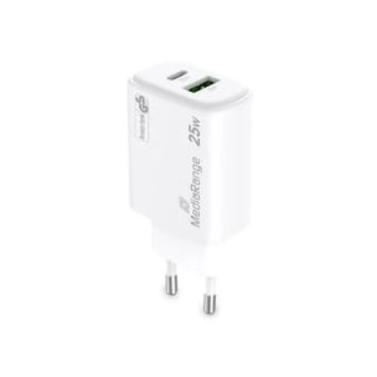 MediaRange Ladegerät 25W 2-Port 1x USB-A/1x USB-C GaN, weiß