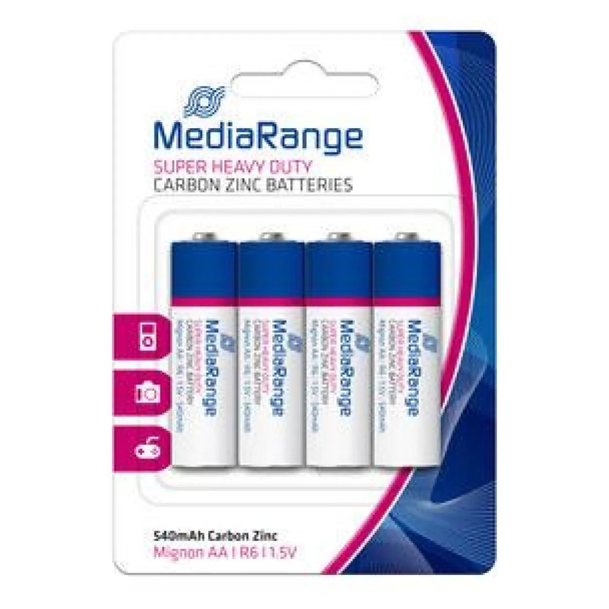 MEDIARANGE SUPER HEAVY DUTY BAT 4er PACK MRBAT144 R6 Zink-Kohle Mignon AA 1,5V