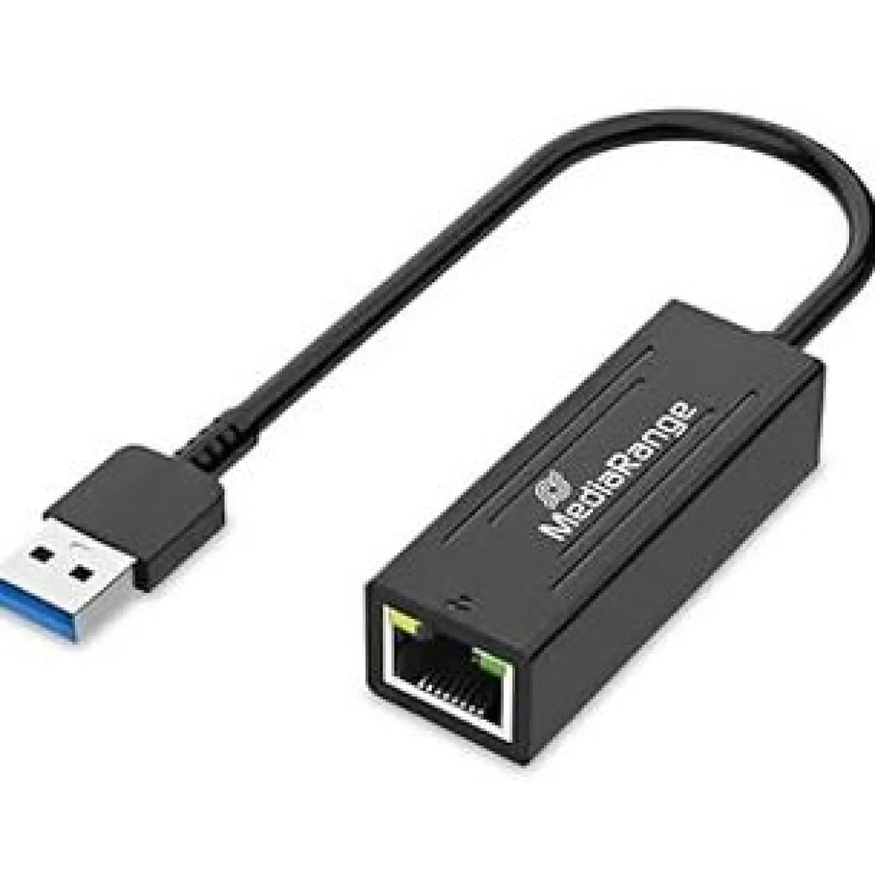 MediaRange USB-A Netzwerkadaper mit RJ45 Port, 20cm, sw