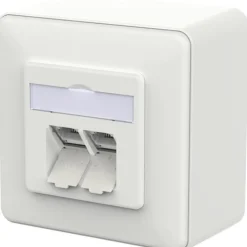 METZ CONNECT Anschlussdose E-DAT C6A IDC 2 Port AP verkehrsweiß