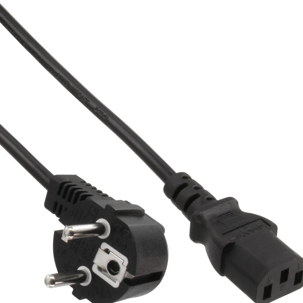 0.50m InLine 60er Bulk-Pack Netzkabel, Schutzkontakt gewinkelt auf Kaltgerätestecker C13
