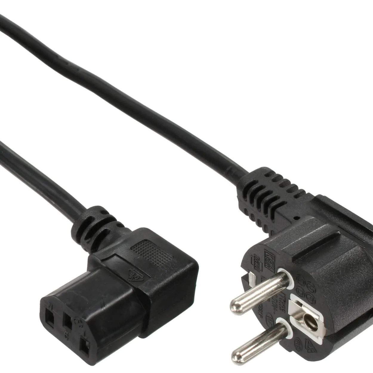 1.80m InLine 35er Bulk-Pack Netzkabel, Schutzkontakt gewinkelt auf Kaltgerätestecker C13 rechts abgewinkelt, schwarz