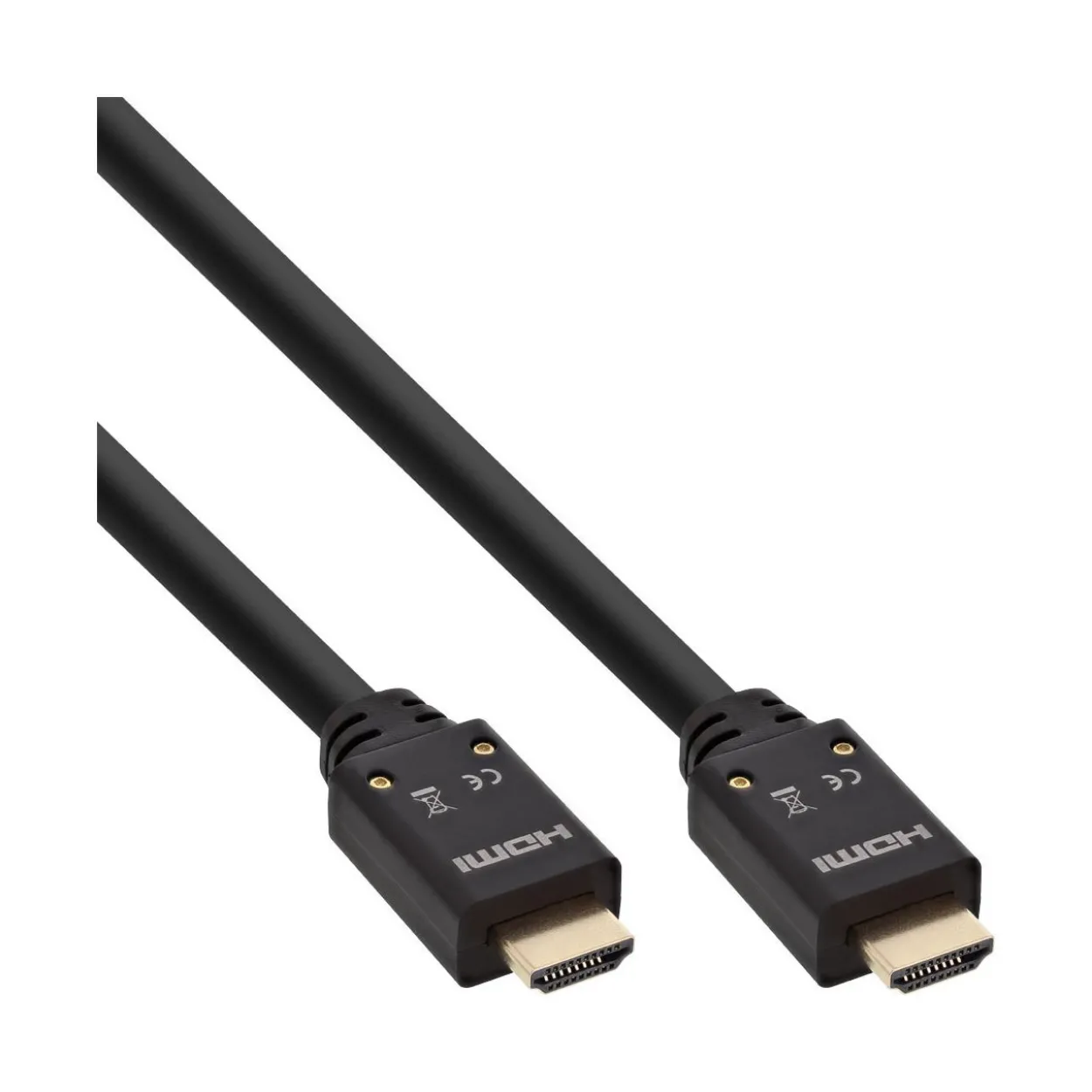 10.00m InLine HDMI Aktiv-Kabel, HDMI-High Speed mit Ethernet, 4K2K, Stecker / Stecker, schwarz / gold