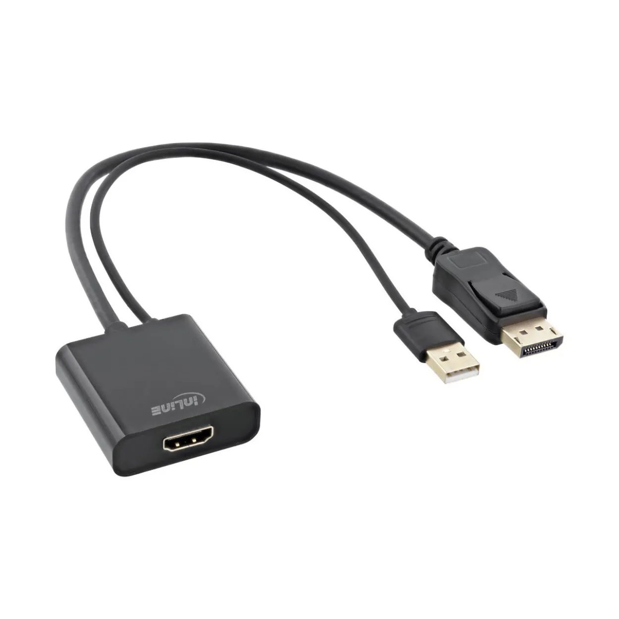 0.30m InLine HDMI BU zu DisplayPort ST Konverter Kabel, 4K, schwarz/gold