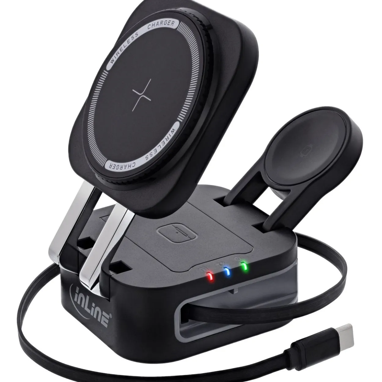 0.80m InLine 3in1 Wireless Charger, 15W Qi MagSafe kompatibel