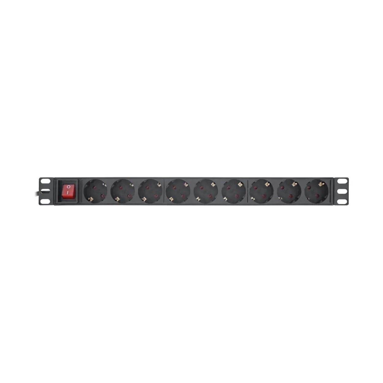 2.00m InLine 19" Steckdosenleiste, 9-fach Schutzkontakt, mit Schalter, schwarz
