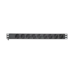 2.00m InLine 19" Steckdosenleiste, 9-fach Schutzkontakt, ohne Schalter, schwarz
