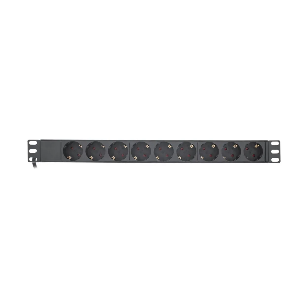 2.00m InLine 19" Steckdosenleiste, 9-fach Schutzkontakt, ohne Schalter, schwarz