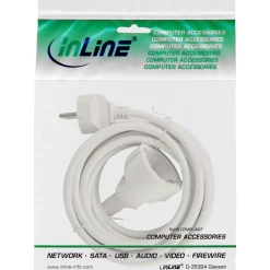 1.00m InLine Strom-Verlängerung Schutzkontakt Stecker / Buchse, weiss